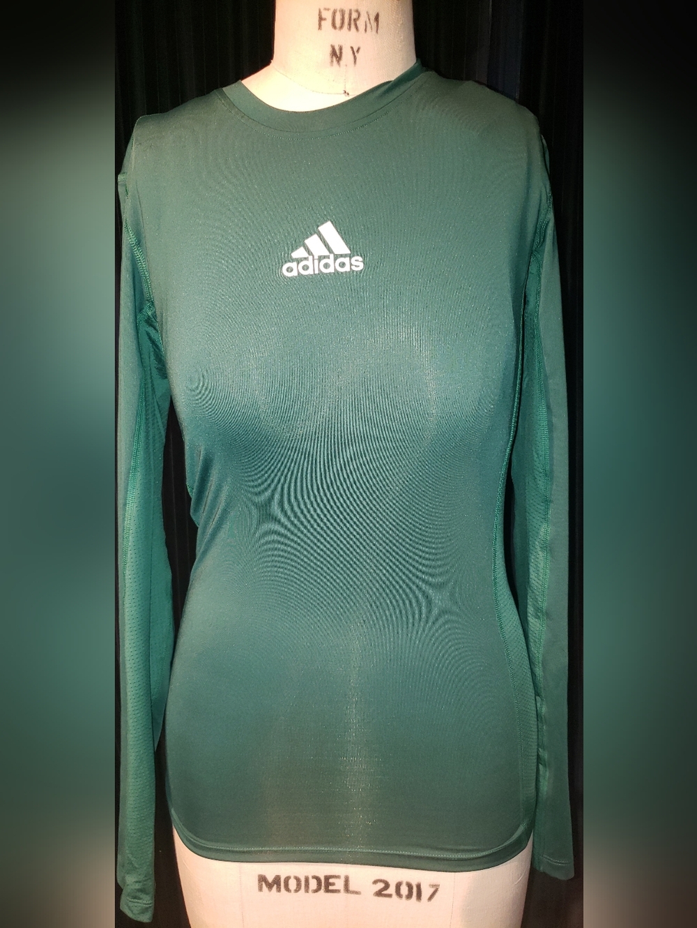 Nwt Adidas Dark Green Fitted Lomg Sleeve Xs